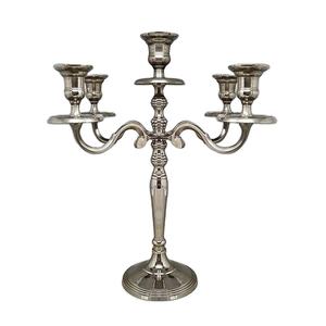 Décoration de table, chandelier à 5 bras en argent, taille personnalisée, porte-bougie, support à bougie, décorations pour mariages et événements - Product Image 1