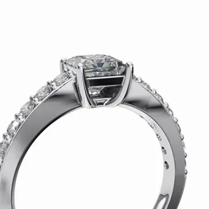 Anillo de Diamantes de Oro Blanco de 18K Cultivados en Laboratorio de Primera Calidad, Corte Princesa y Redondo, con Claridad IGI y VVS, para Mujer - Product Image 5