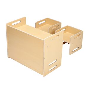 Montessori <b>Weaning</b> Table Chair <b>Set</b> Wooden Toddler Table and 2 Chairs Adjustable Height Montessori Chair - Product Image 1