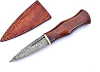 Couteau de chasse en acier Damas à pointe torsadée, manche en bois de rose, personnalisable OEM, 1 lame à bord droit, longueur totale 7 pouces
