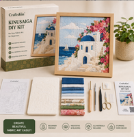 Kit DIY pour débutants Kinusaiga, kit d'artisanat sans couture pour débutants, décoration murale faite à la main, ensemble cadeau avec tous les matériaux inclus