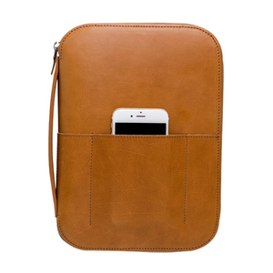 <b>Leather</b> Tech Organizer <b>Case</b> with Zipper Closure 7 Inch Handmade Vintage Multifunctional Portfolio for <b>Documents</b> and Electronics - Product Image 2