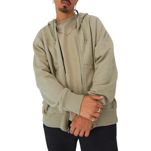 Wholesale Custom Men's 100% Cotton Casual Fleece <b>Hoodie</b> Double Zip Winter Streetwear Solid Pattern Pocket <b>Plain</b> Dyed Technique - Product Image 4