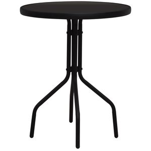 Conjunto de Bistro Apilable de 3 Piezas en Ratán Sintético PVC Negro, Acero y Vidrio para Uso en Jardín - Product Image 2