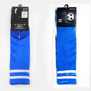 Blue Knee High Soccer <b>Socks</b> Solid Color Breathable Knitted for Adults Football Activity - Product Image 5