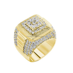Bague de luxe carrée en moissanite pour homme, en argent sterling 925 plaqué or, bijou de déclaration, vente en gros - Product Image 1
