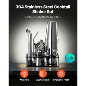 Set da Cocktail 14 Pezzi in Acciaio Inox, Kit da Barman Boston con Supporto in Acrilico, Mixer, Cucchiaio e Accessori per Martini - Product Image 3