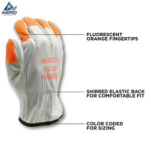 Durable White Grain Leather for Industrial Hand Protection Wear New Arrival Trendy Product Safety Warning Leather Driver <b>Gloves</b> - Product Image 3