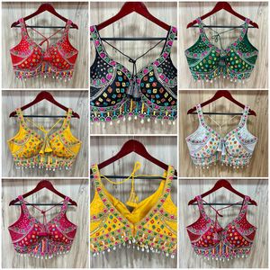 Yellow Embroidered Loose Woven Abaya Blouse Satin Front Logo Modest Women Party <b>Top</b> <b>Beaded</b> Mirror Detail - Product Image 5