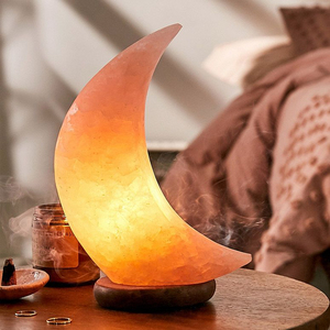 Wholesale 2025 Aromatherapy salt <b>lamp</b> with Wooden Base Salt <b>lamp</b> Best Quality Himalayan Moon Shape Natural pink Salt <b>Lamp</b> - Product Image 4