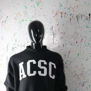 Sweat-shirt à col montant ACSC BLACK 100% blanc avec broderie appliquée, col large, URBAN PRODUCTIONS - Product Image 6