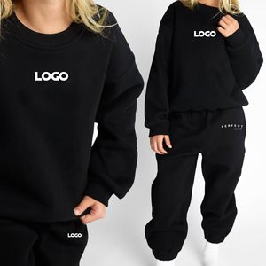 Ensembles de vêtements décontractés unisexes pour filles, sweat-shirt beige, pantalon de survêtement uni, 100% coton épais, hiver, logo personnalisé, survêtements - Product Image 5