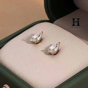 IGI Certified Lab Grown Diamond Pear <b>Stud</b> <b>Earrings</b> 14K 18K Solid Yellow Gold Teardrop Brilliant Cut Diamond Solitaire <b>Earrings</b> - Product Image 1