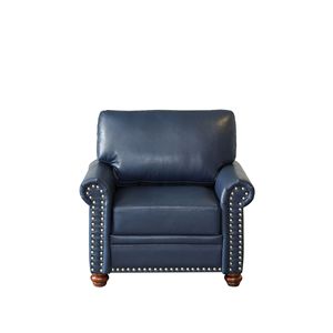 Navy Blue Faux Leather Single Seat <b>Sofa</b> Chair with Wood <b>Leg</b> <b>for</b> Living Room - Product Image 5