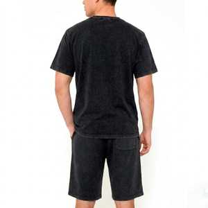 Men's Stylish Vintage Washed Black T Shirt And <b>Long</b> Shorts Set For Men Oversized Casual Streetwear Summer <b>Matching</b> Outfit 2026 - Product Image 6