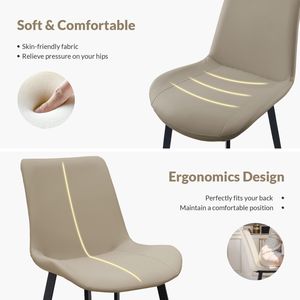 Set di 4 Sedie da Pranzo Moderne in Pelle PU Marrone Chiaro con Gambe in Metallo, Imbottite per Cucina, Ristorante, Soggiorno e Sala Riunioni - Product Image 6