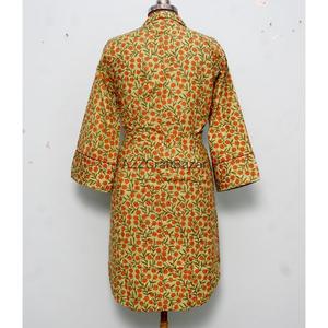 Vestido Largo Bohemio 100% Algodón Puro con Estampado Floral, Mangas Campana, Cuello en V, Estampado a Mano, Midi, Ecológico, Casual - Product Image 6