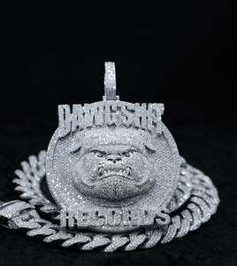 Collar con colgante de moissanita de agua dulce con diseño de animal Dawg Shit Records, chapado en rodio, tono plata, cadena de plata S925, estilo hip hop para hombre - Product Image 5