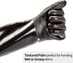 Gants de protection du travail en toile épaisse enduite PVC, à une et deux rangées de perles, longs - Product Image 2
