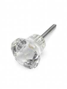 Poignée de porte ronde réglable en verre facetté transparent Art Déco, poignée de meuble décorative pour cuisine et salon - Product Image 1