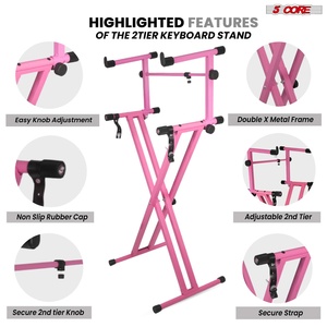Soporte de Teclado de 2 Niveles y 5 Secciones, Resistente y Ajustable, con Brazo Extensible - Product Image 6