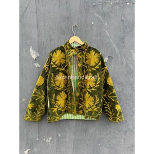 Unisex <b>Women's</b> Party Wear Two Side Handmade Boho <b>Velvet</b> Quilted Floral Embroidery Inside Cotton Lining Jacket Winter Jacket - Product Image 2