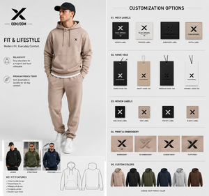 Sudadera con Capucha para Hombre X Sports City, Tejido y Peso 100% Felpa Francesa, Ajustable con Ojales Metálicos, Bolsillo Canguro, Puños Acanalados - Product Image 6