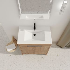 Mobile Bagno Freestanding da 30 Pollici con Lavabo in Ceramica Bianca e 2 Ante con Chiusura Ammortizzata BVB02430IMO BL9075B KD PACKING - Product Image 6