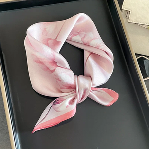 2026 100% Real Silk <b>Square</b> <b>Scarf</b> Women Print Natural Ladies Hair Hand Wrist Foulard Spring Bandana - Product Image 4
