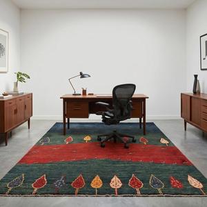Alfombra Artesanal de Lana con Diseño Tribal, Tejida a Mano, Escena Tradicional de Pueblo, Decorativa para Sala de Estar o Dormitorio - Product Image 3