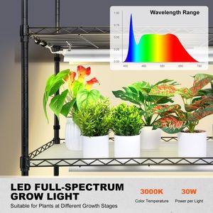4-Tier 3000K 180W LED Full Spectrum <b>Plant</b> Stand Grow <b>Light</b> Indoor 180W LED Full Spectrum <b>Light</b> 4-Tier <b>Plant</b> Shelf Grow <b>Light</b> - Product Image 3
