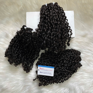 Extensiones de Cabello Humano Virgen Vietnamita 100% con Rizo Pixie, Doble Trama, Puntas Gruesas y Llenas, Color Negro Natural, Precio al por Mayor - Product Image 4