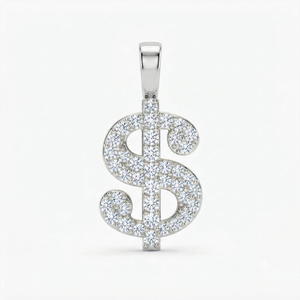 Collar y dijes unisex de oro auténtico de 10K con símbolo de dólar personalizado, estilo hip hop, con diamantes de moissanita brillantes. - Product Image 1