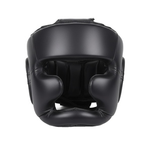 Protector Facial Completo para Boxeo Profesional GLORY LIFE, Cuero Negro Mate, Protector de Cabeza para MMA, Muay Thai y Sparring - Product Image 1