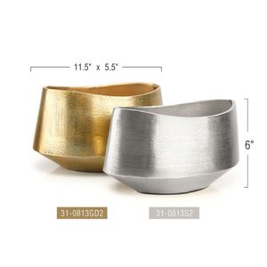 Jarrón Metálico Dorado Texturizado al por Mayor, Forma Irregular, Recipiente para Flores, para Centros de Mesa de Boda de Lujo y Eventos - Product Image 1