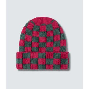 Bonnet en tricot côtelé à motif d'échecs noir artisanal Jilani pour l'extérieur avec doudounes - Product Image 5
