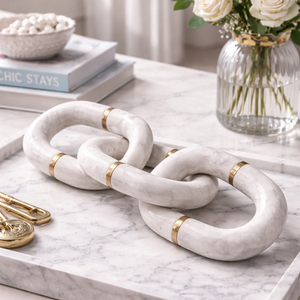 Escultura de Cadena de Mármol Travertino Natural, Elegante Adorno de Mesa, Arte Decorativo Moderno para el Hogar, Decoración de Lujo para Diwali, Resistente al Agua - Product Image 6