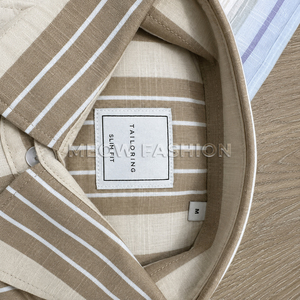 Camisas Casuales de Algodón a Rayas para Hombre, Manga Larga, Cuello Clásico, Popelina Teñida Transpirable, Ropa de Verano, Corte Ajustado, Excedentes de Inventario - Product Image 4