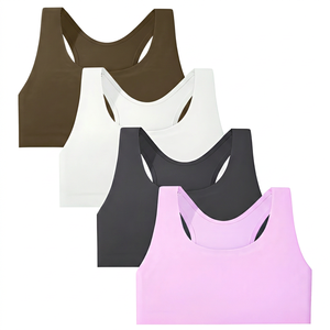 Soutien-gorge de sport pour femme, maintien moyen, respirant, couleur unie, pour yoga et fitness, disponible en bleu, blanc, noir, rose - Product Image 4