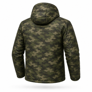 Men's Woodland Camouflage Hooded Puffer <b>Jacket</b> <b>Waterproof</b> Windproof Thermal Insulated <b>Winter</b> Outdoor Hiking Hunting Full Zip - Product Image 3