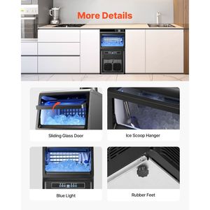 Macchina per il Ghiaccio Professionale da 70 libbre/24H con Capacità di Stoccaggio di 12 libbre, 36 Cubetti di Ghiaccio, 15 Minuti di Produzione, Display Digitale a LED - Product Image 6