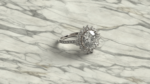 <b>Vintage</b> Halo 18K 14K <b>Gold</b> Plated <b>Vintage</b> Round Brilliant Cut Lab Diamond Engagement Solitaire <b>Ring</b> Pave Round Diamond Shank <b>Ring</b> - Product Image 3