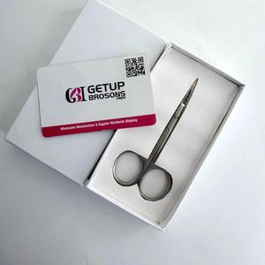 Ciseaux à sourcils en acier inoxydable Getup Brosons Impex, lame courbée argentée, instrument de beauté pour cuticules, pour droitiers - Product Image 2