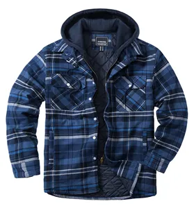 Unisex Canvas Wind Breaker <b>Jacket</b> with Removable Hood Plaid Winter Thick Hoodie Stand Collar Streetwear - Product Image 3