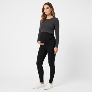 Leggings longs en tricot taille haute pour femmes, fabrication Bangladesh, noirs, extensibles, sans coutures, style basique, toutes saisons. - Product Image 6