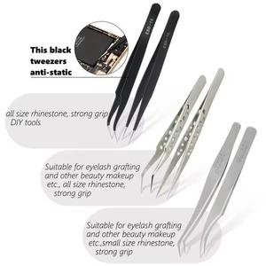 Pinces à cils en acier inoxydable chirurgical Morje, pointe lisse, outils de maquillage de précision, ensemble de poignées dégradées multicolores - Product Image 6