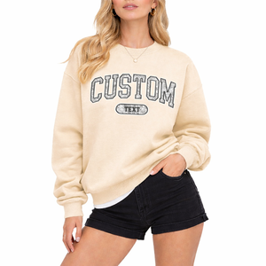 High Quality for Color Winter Cotton Oversized Women <b>Sweatshirt</b> Custom Text Print Crew Neck Casual Loose Fit Pullover - Product Image 1