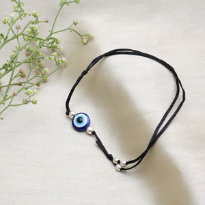 Hand Jewelry Small Black <b>Bead</b> Colorful Adjustable Black Cord Evil Eye Fine <b>Bracelet</b> with Silver <b>Beads</b> for Adjustable Protection - Product Image 2