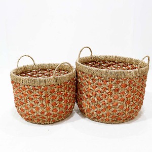 Panier de rangement rond en jonc de mer tressé fait main, bac organisateur écologique pour la maison, panier à linge - Product Image 3