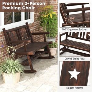 Doppia Sedia a Dondolo in Legno per Giardino, Divano Doppio per Sedute Confortevoli - Product Image 6